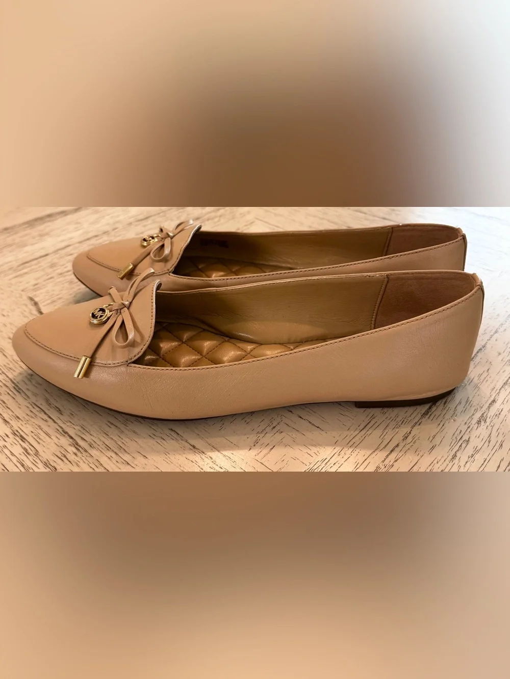MICHAEL Michael Kors Nancy Nude Leather Pointed Toe Loafer Flats 8.5M